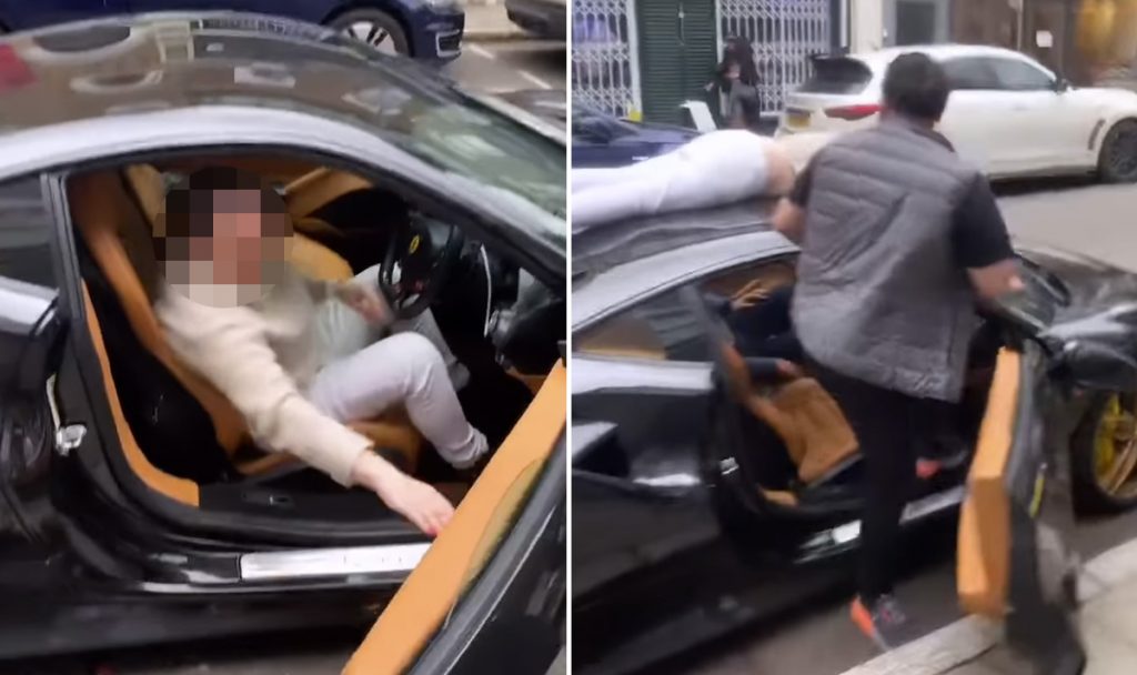 Moment woman tries to 'hijack £250k Ferrari' before 'eating window wipers' Ferrari Hijack