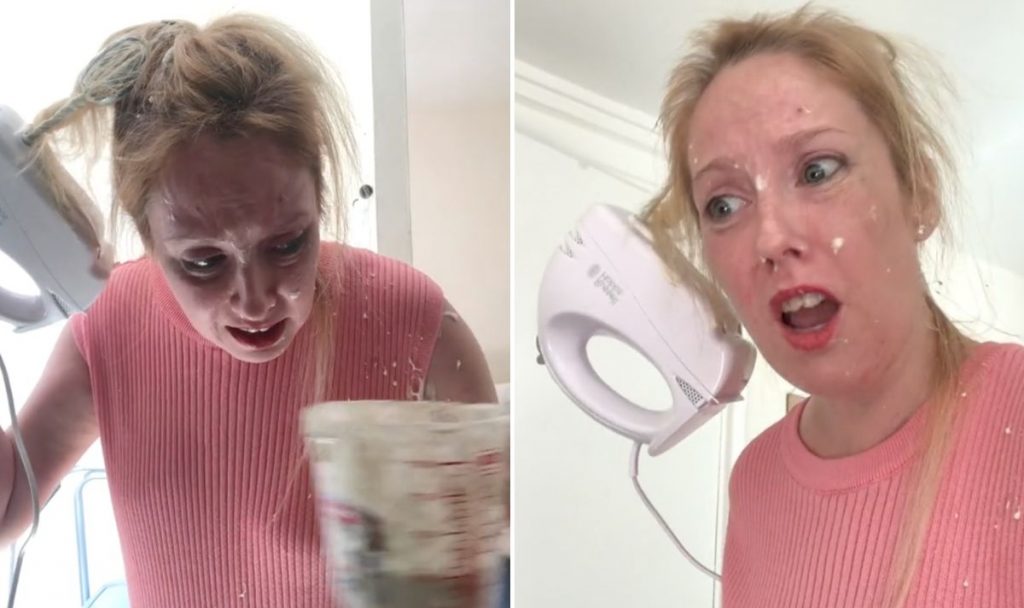 Hilarious moment woman nearly 'passes out' getting food mixer stuck in hair natalierants86