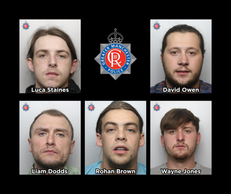 Five men jailed for over 30 years for series of organised burglaries across Manchester